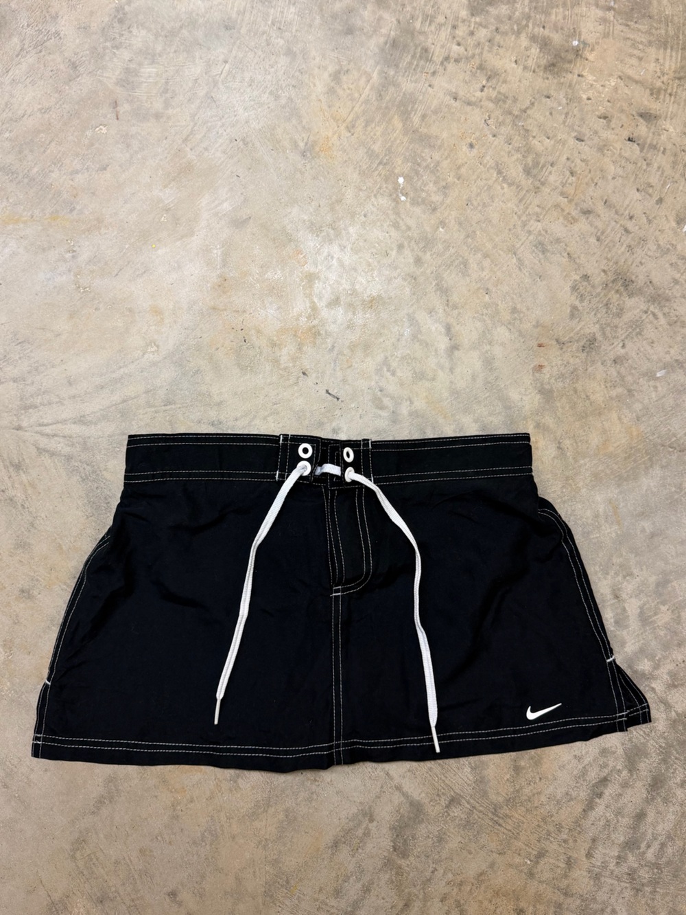 Nike Black Athletic Drawstring swim skirt with White Contrast